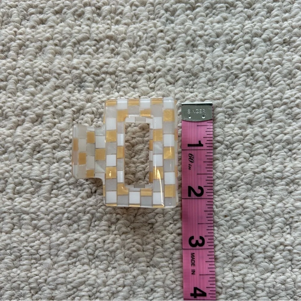 Creamsicle Orange and White Checkerboard Small Claw Clip